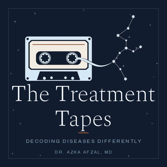 The Treatment Tapes cover art: a cassette whose tape unspools to the right and becomes a constellation of stars.